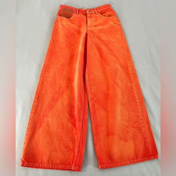 Free People We The Free‎ Waterfalls Baggy Wide Leg Jeans Orange Size 27 NWT Y2K - Picture 7 of 16